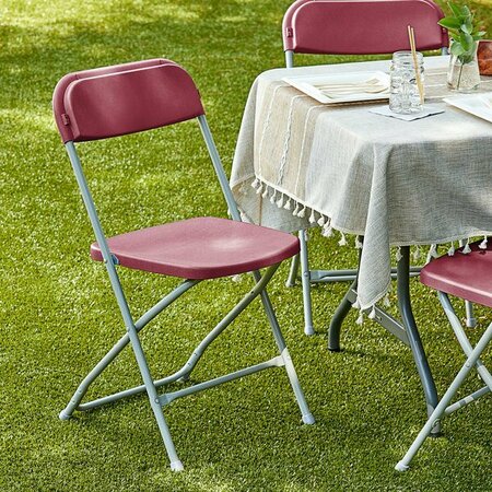 LANCASTER TABLE & SEATING Red Textured and Contoured Folding Chair 384DG64299RD